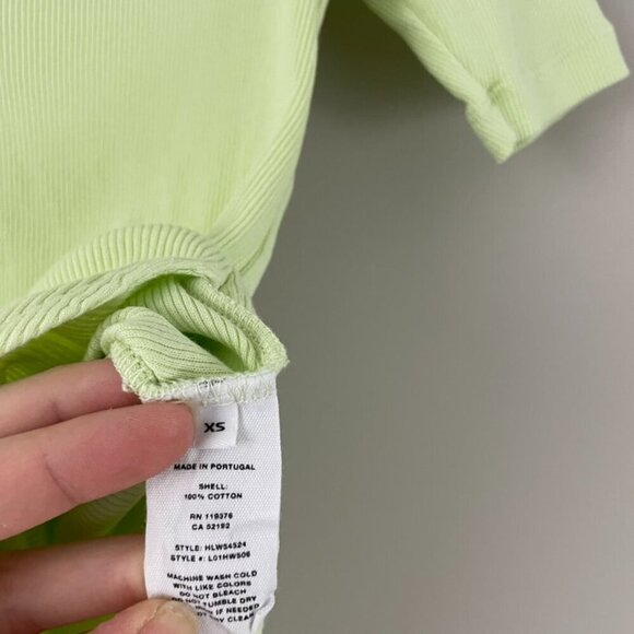 Helmut Lang Ribbed Cotton Polo Henley Shirt in Green Size XS - Picture 4 of 5